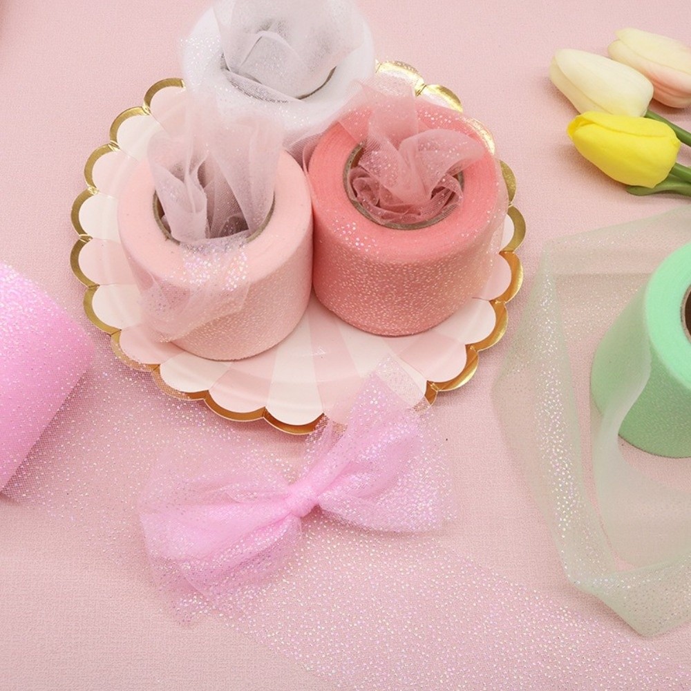 6CM 25Yards Crystal Sequin Rib - Ribbon Organza Roll ulasan dan harga