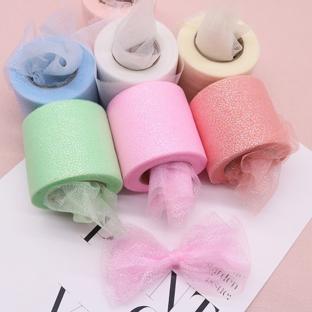 6CM 25Yards Crystal Sequin Rib - Ribbon Organza Roll ulasan dan harga