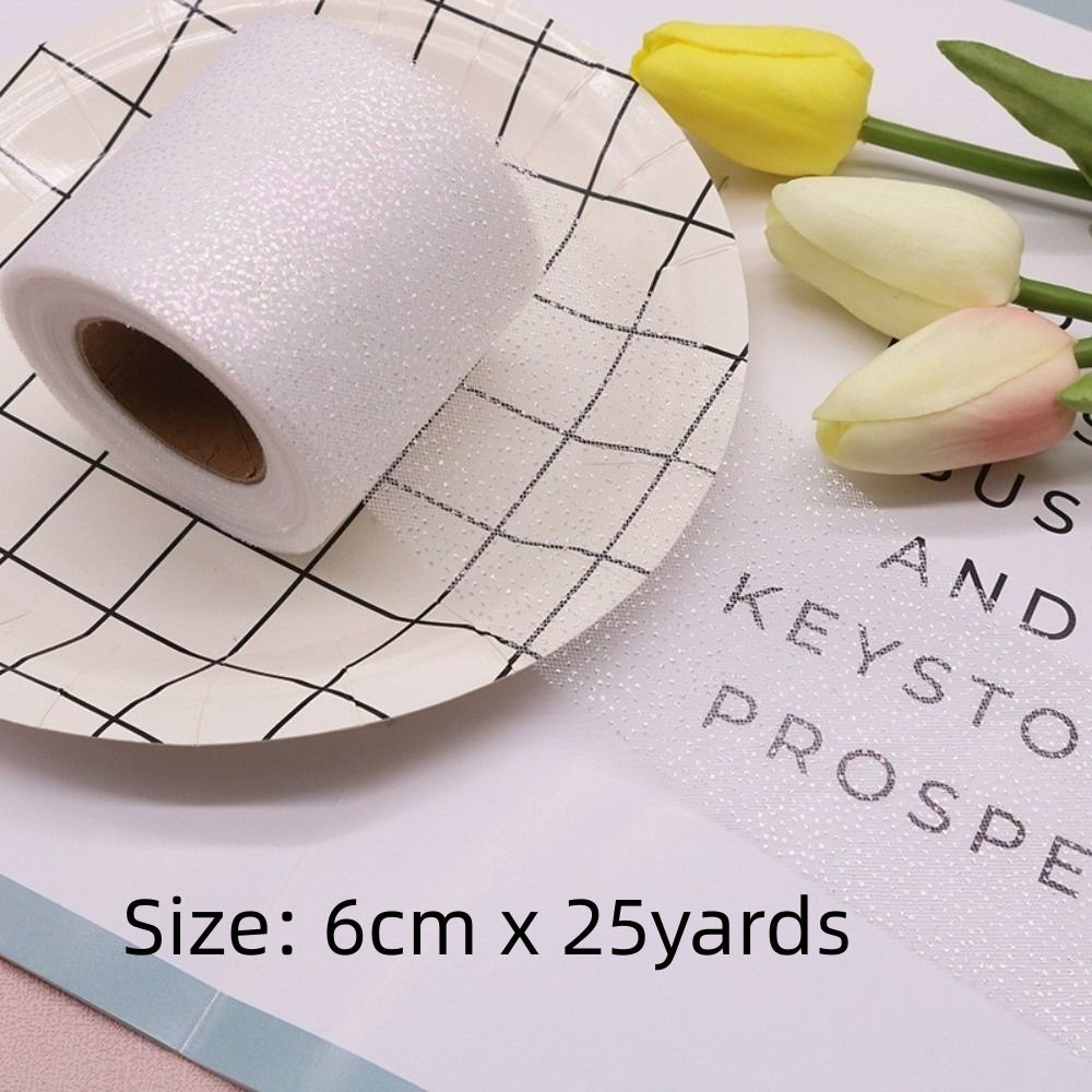 6CM 25Yards Crystal Sequin Rib - Ribbon Organza Roll ulasan dan harga