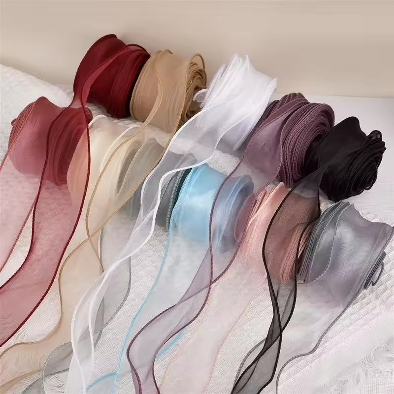 10Yards/Roll Sheer Chiffon Rib - Ribbon Organza Roll ulasan dan harga