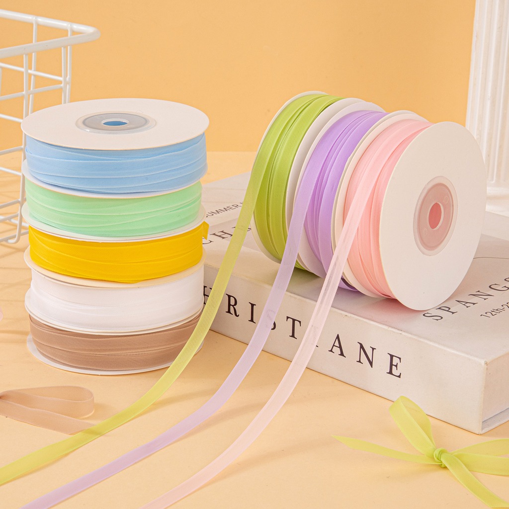 25Yards/Roll 6mm Double-sided  - Ribbon Organza Roll ulasan dan harga